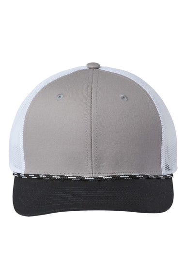 The Game GB452R Mens Everyday Rope Trucker Hat Light Grey/Black Flat Front