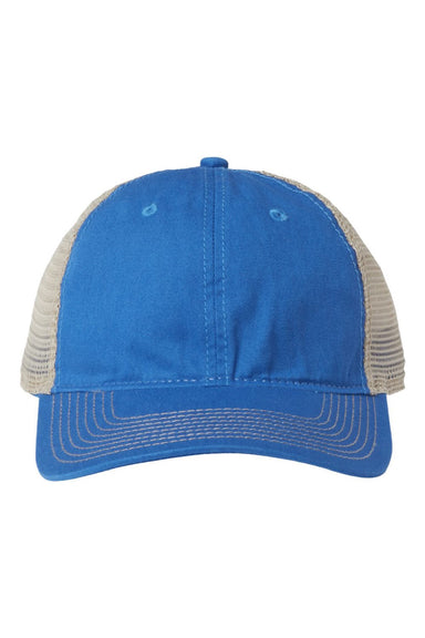 The Game Hats GB880 Mens Soft Snapback Trucker Hat LA Blue/Khaki Flat Front