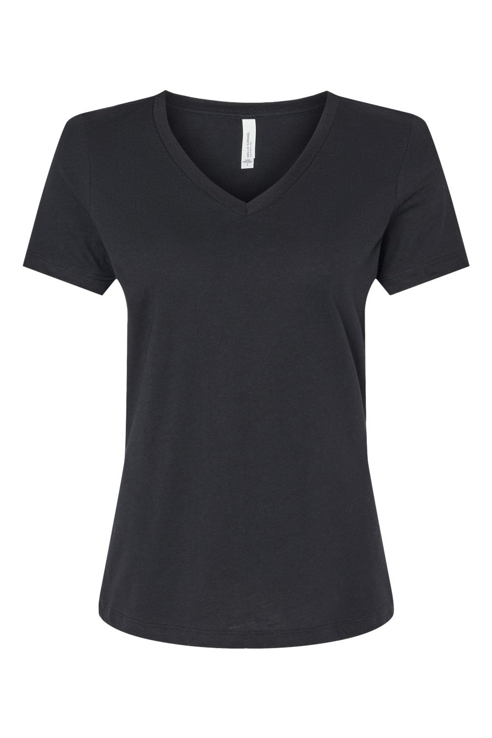 Bella + Canvas BC6405CVC Womens CVC Short Sleeve V-Neck T-Shirt Solid Black Flat Front