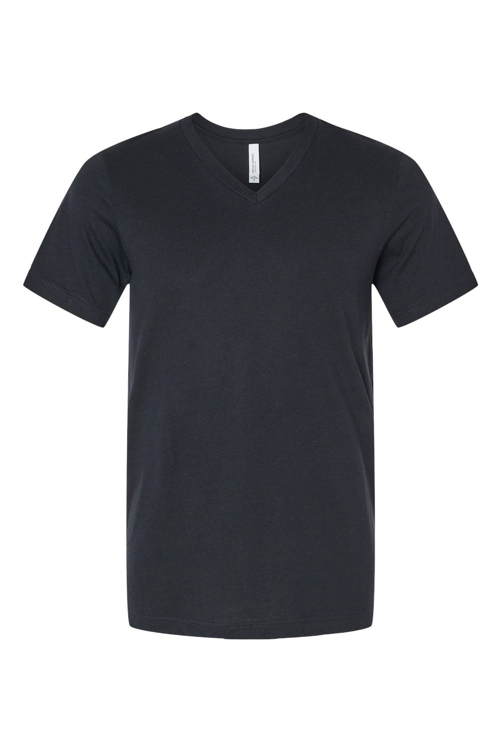 Bella + Canvas BC3005CVC Mens CVC Short Sleeve V-Neck T-Shirt Solid Black Flat Front