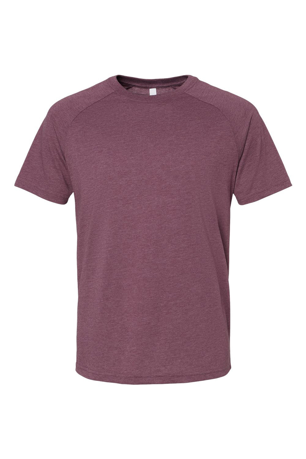 Bella + Canvas 3201 Mens CVC Raglan Short Sleeve Crewneck T-Shirt Heather Maroon Flat Front