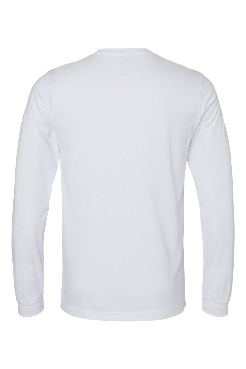 Bella + Canvas BC3501CVC Mens CVC Long Sleeve Crewneck T-Shirt Solid White Flat Back