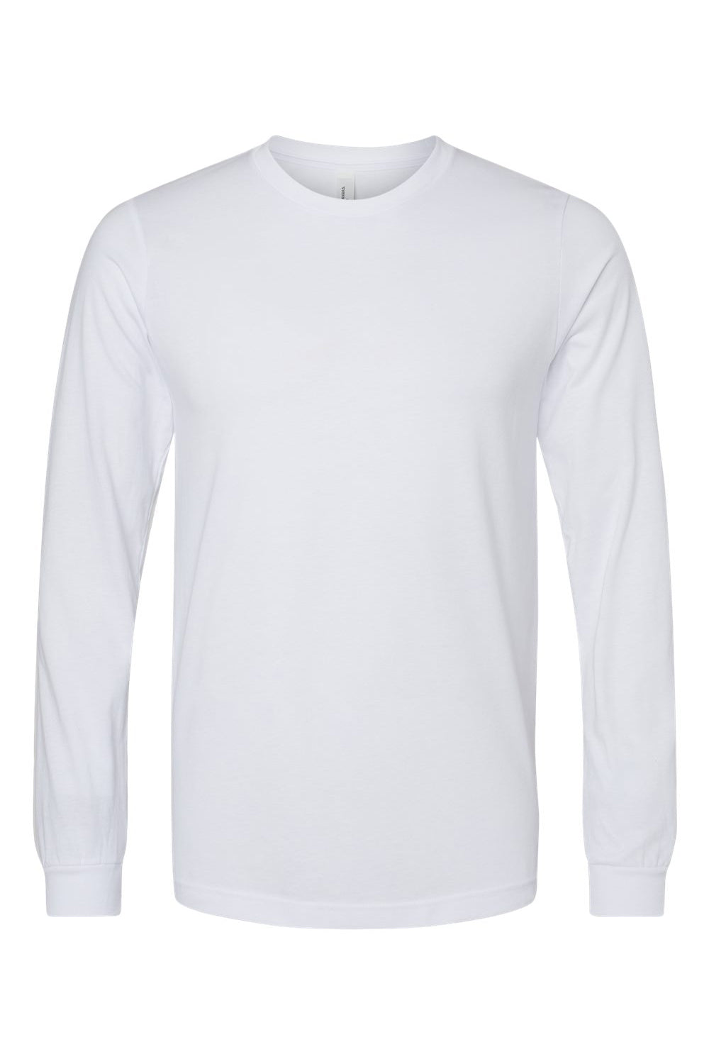 Bella + Canvas BC3501CVC Mens CVC Long Sleeve Crewneck T-Shirt Solid White Flat Front