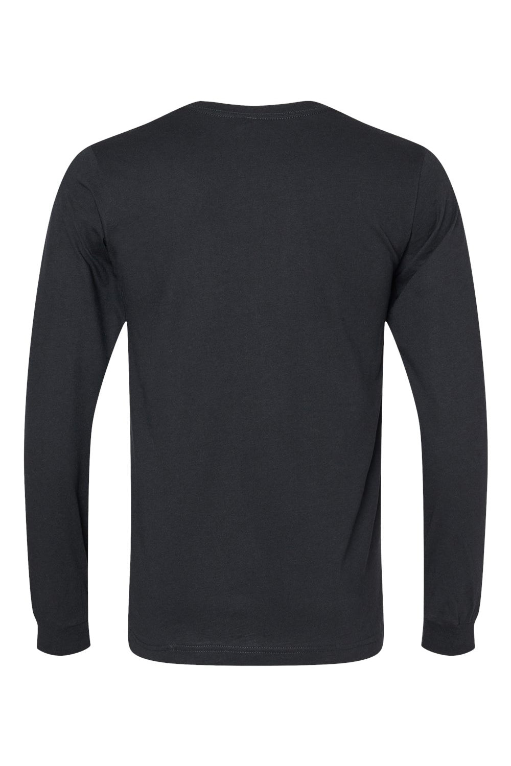 Bella + Canvas BC3501CVC Mens CVC Long Sleeve Crewneck T-Shirt Solid Black Flat Back