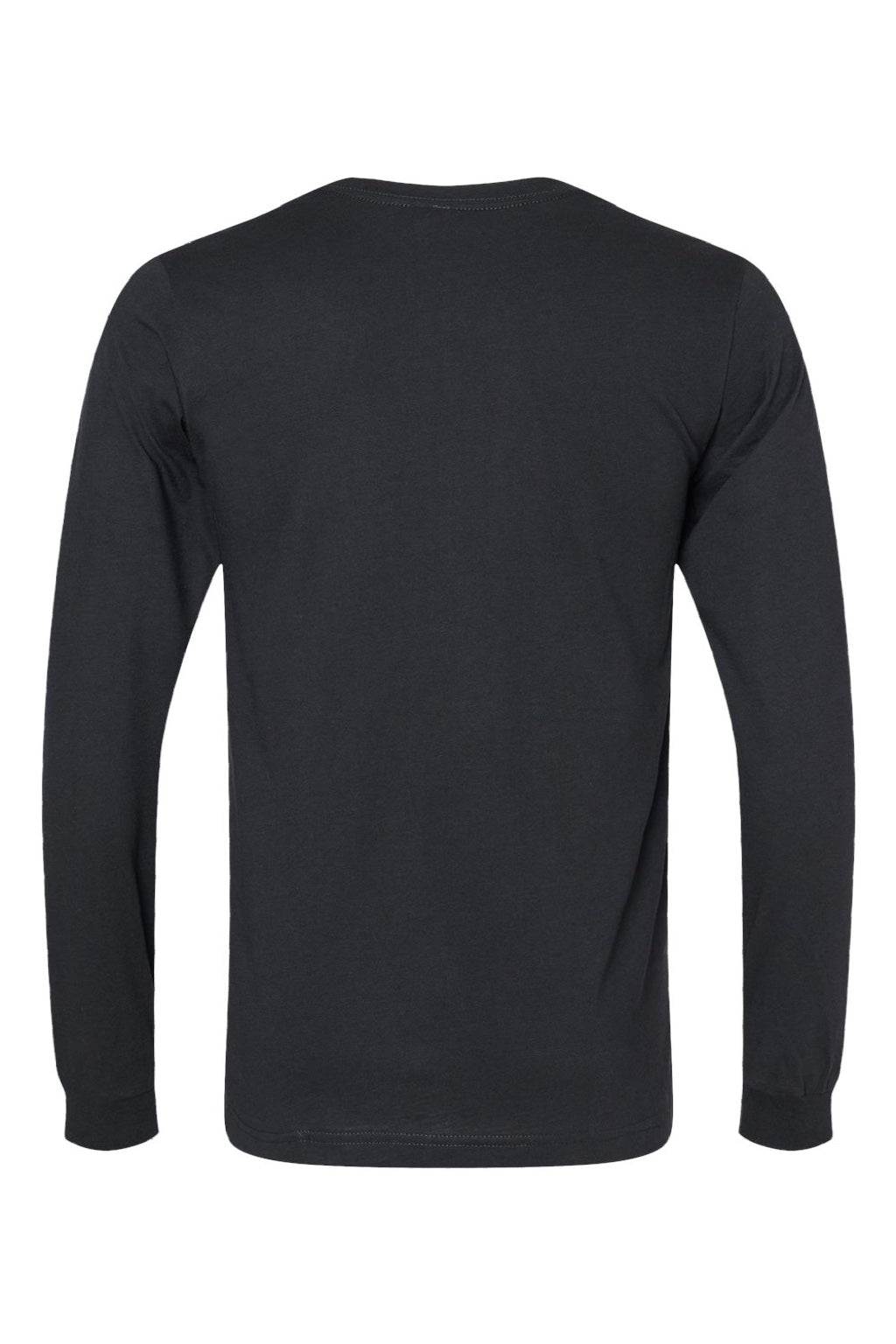 Bella + Canvas BC3501CVC/3501CVC Mens CVC Long Sleeve Crewneck T-Shirt Solid Black Flat Back