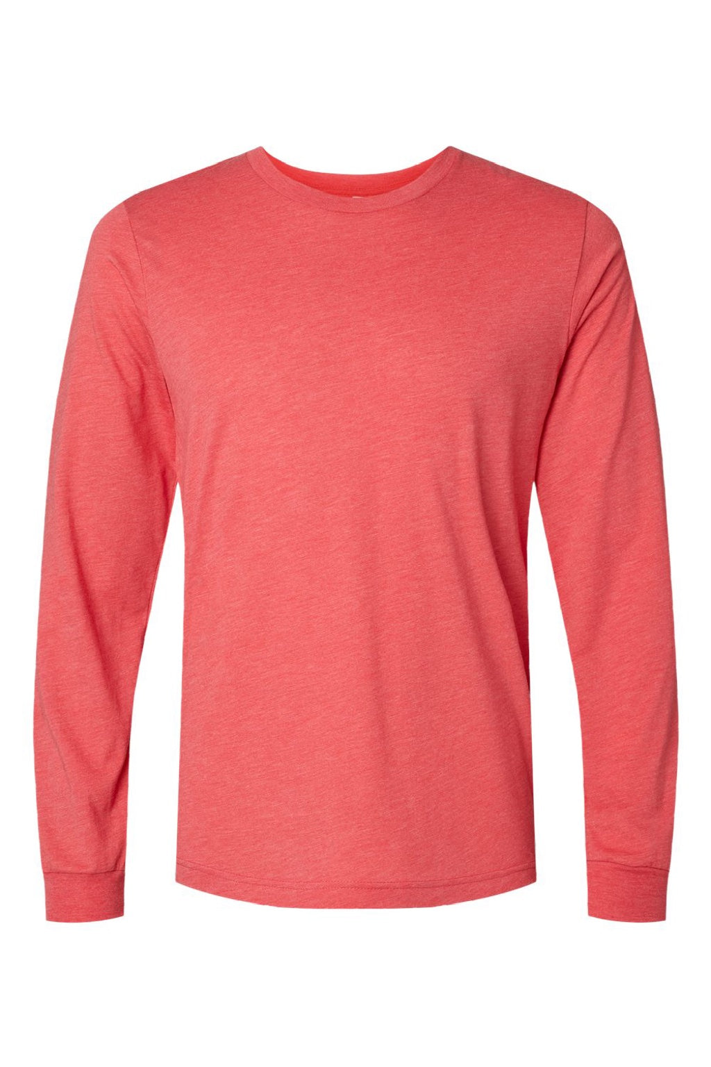 Bella + Canvas BC3513/3513 Mens Jersey Long Sleeve Crewneck T-Shirt Red Flat Front