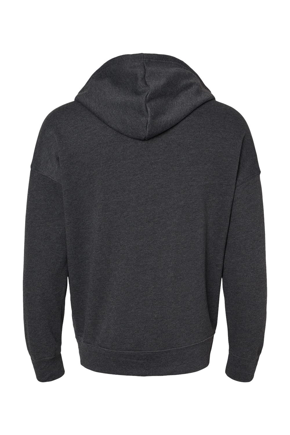 Bella + Canvas 3759 Mens Sponge Fleece Full Zip Hooded Sweatshirt Hoodie w/ Pockets Heather Dark Grey Flat Back