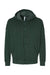 Bella + Canvas 3759 Mens Sponge Fleece Full Zip Hooded Sweatshirt Hoodie Heather Forest Green Flat Front