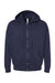 Bella + Canvas 3759 Mens Sponge Fleece Full Zip Hooded Sweatshirt Hoodie w/ Pockets Navy Blue Flat Front