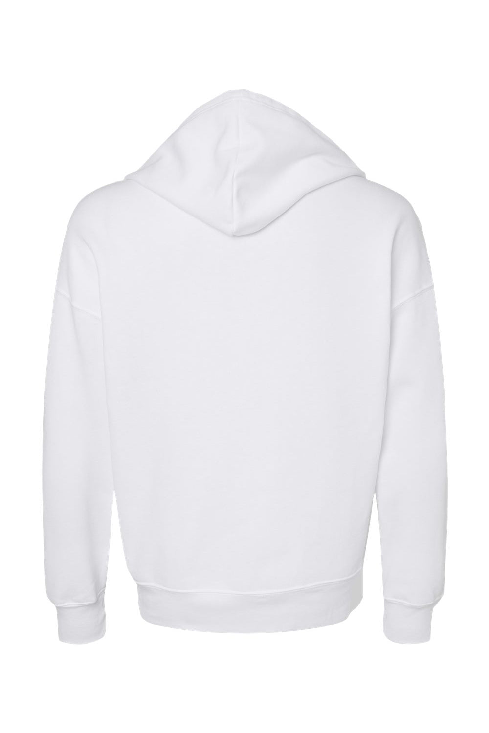 Bella + Canvas 3759 Mens Sponge Fleece Full Zip Hooded Sweatshirt Hoodie White Flat Back
