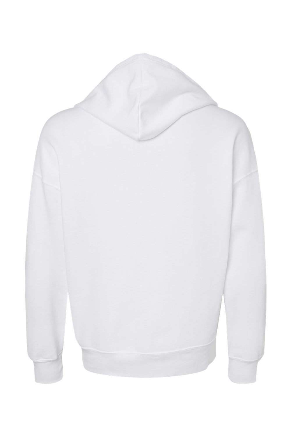 Bella + Canvas 3759 Mens Sponge Fleece Full Zip Hooded Sweatshirt Hoodie w/ Pockets White Flat Back