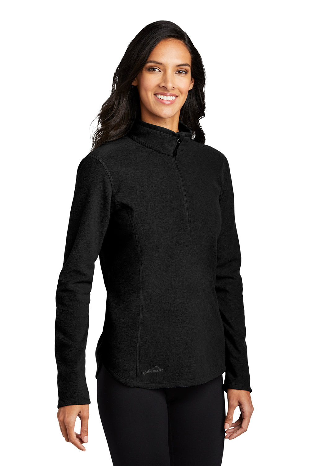 Eddie Bauer EB227 Womens Pill Resistant Microfleece 1/4 Zip Jacket Black Model 3Q