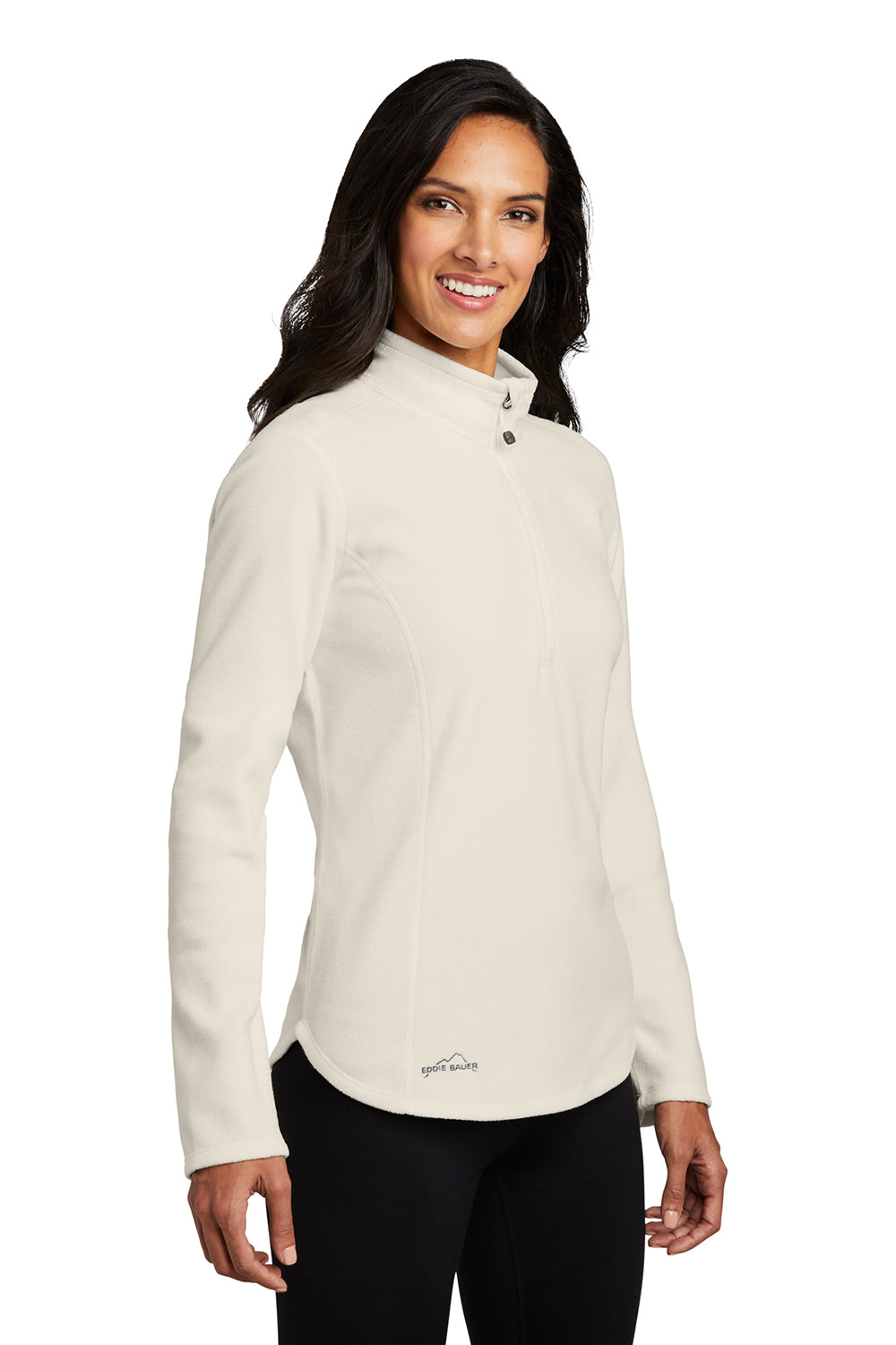 Eddie Bauer EB227 Womens Pill Resistant Microfleece 1/4 Zip Jacket Ivory Model 3Q