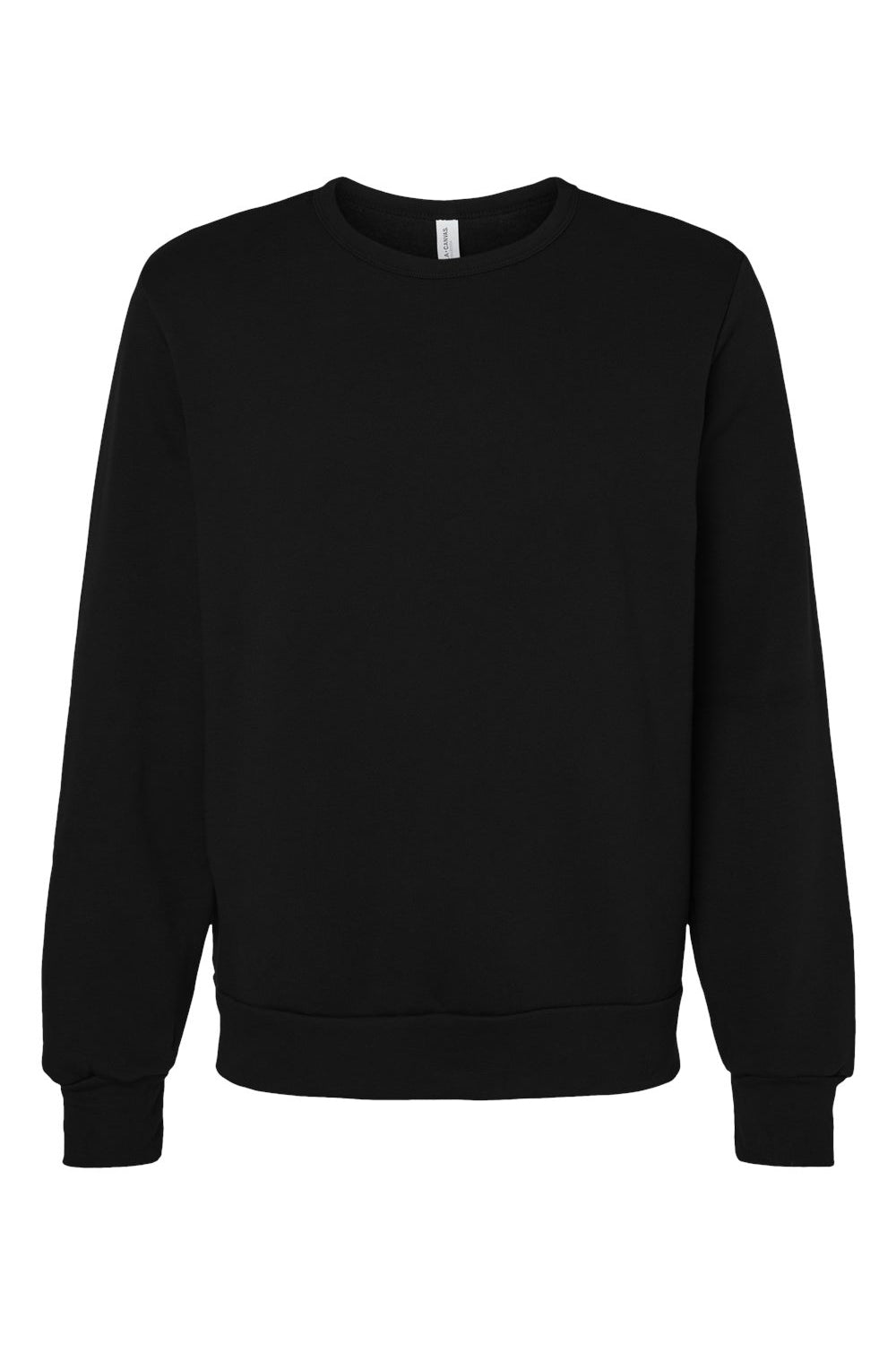 Bella + Canvas 3911 Mens Classic Crewneck Sweatshirt Black Flat Front