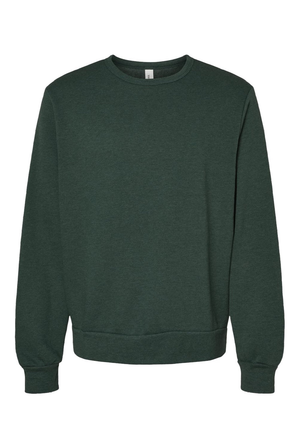 Bella + Canvas BC3911/3911 Mens Classic Crewneck Sweatshirt Heather Forest Green Flat Front