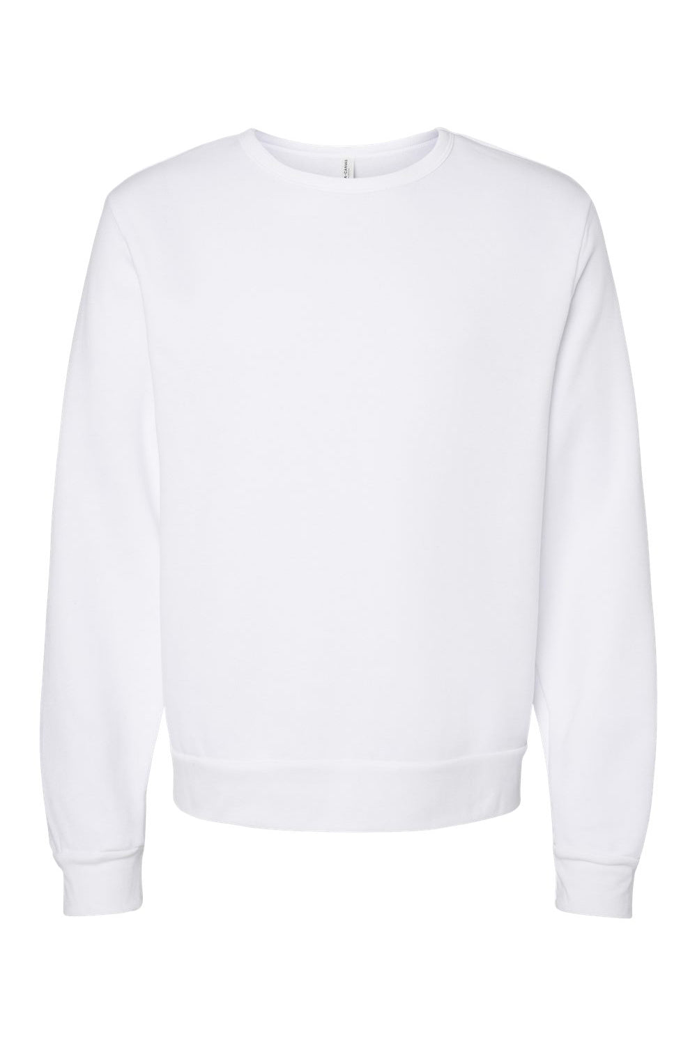 Bella + Canvas 3911 Mens Classic Crewneck Sweatshirt White Flat Front