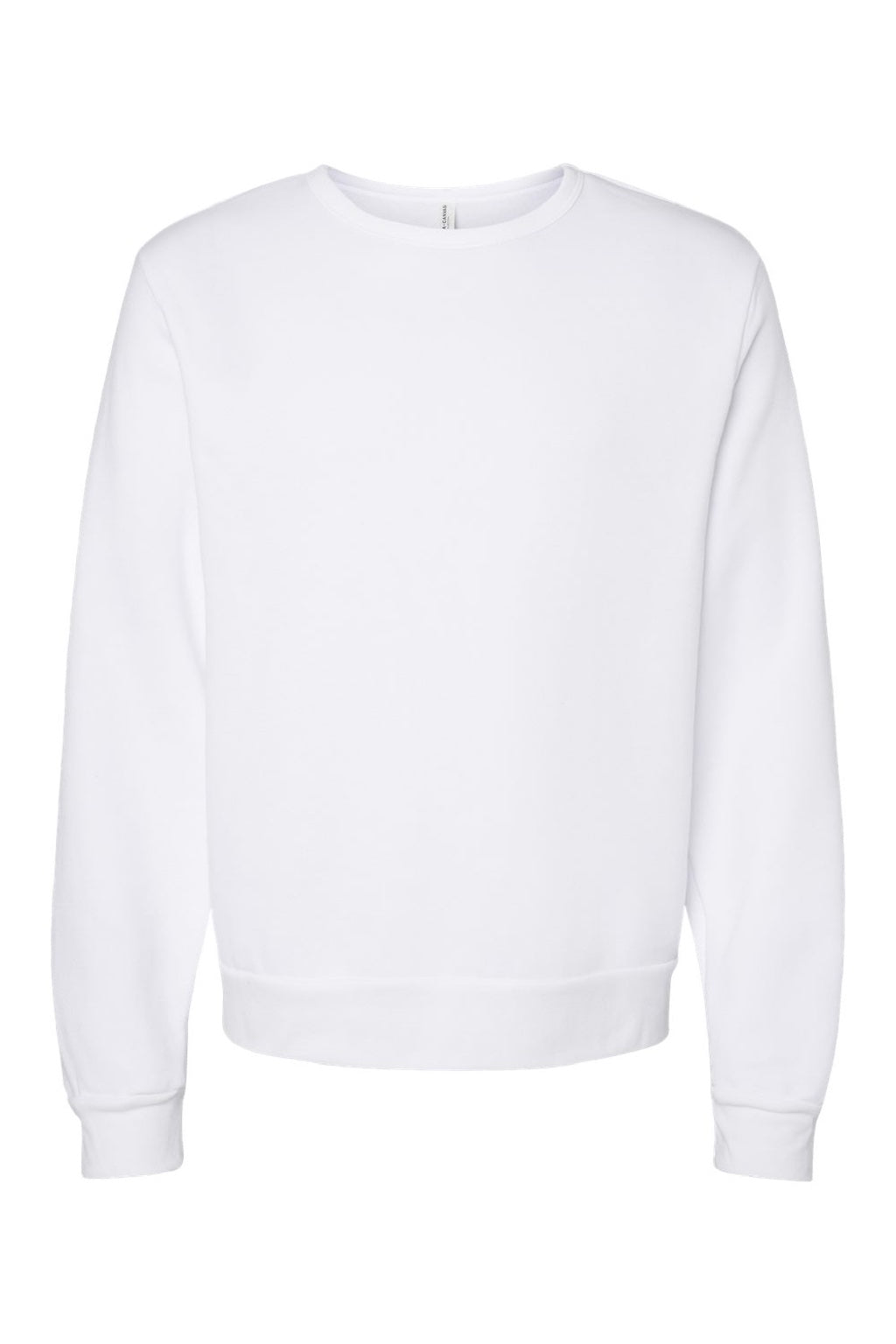 Bella + Canvas BC3911/3911 Mens Classic Crewneck Sweatshirt White Flat Front