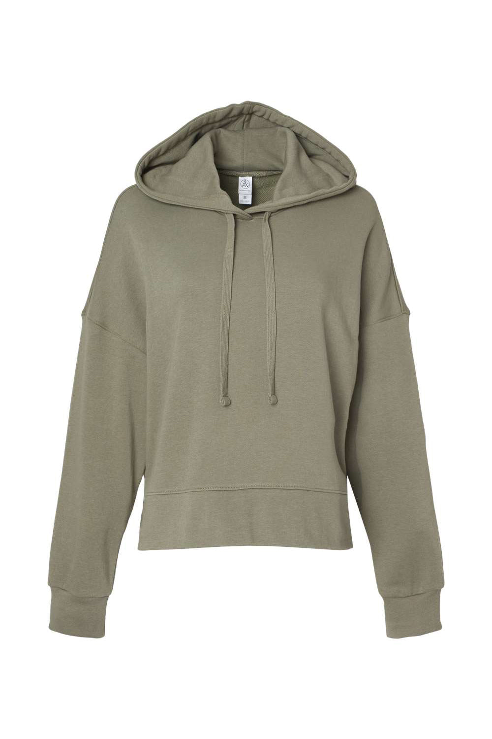 Alternative 9906ZT Womens Eco Washed Hooded Sweatshirt Hoodie Military Green Flat Front
