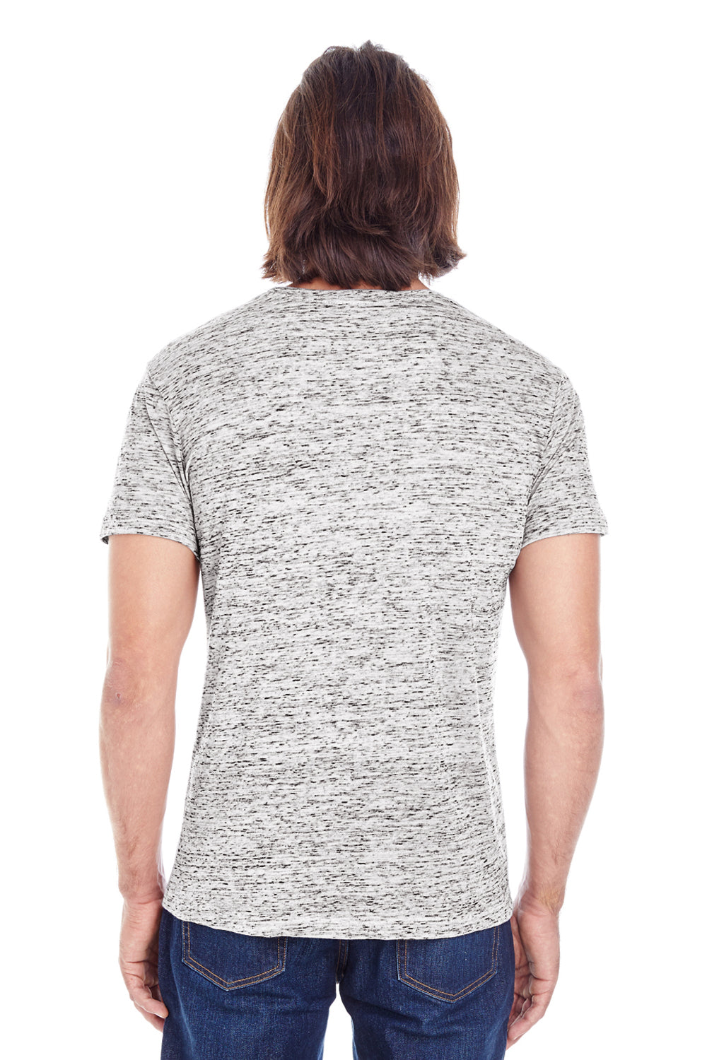 Threadfast Apparel 104A Mens Blizzard Jersey Short Sleeve Crewneck T-Shirt Silver Grey Model Back
