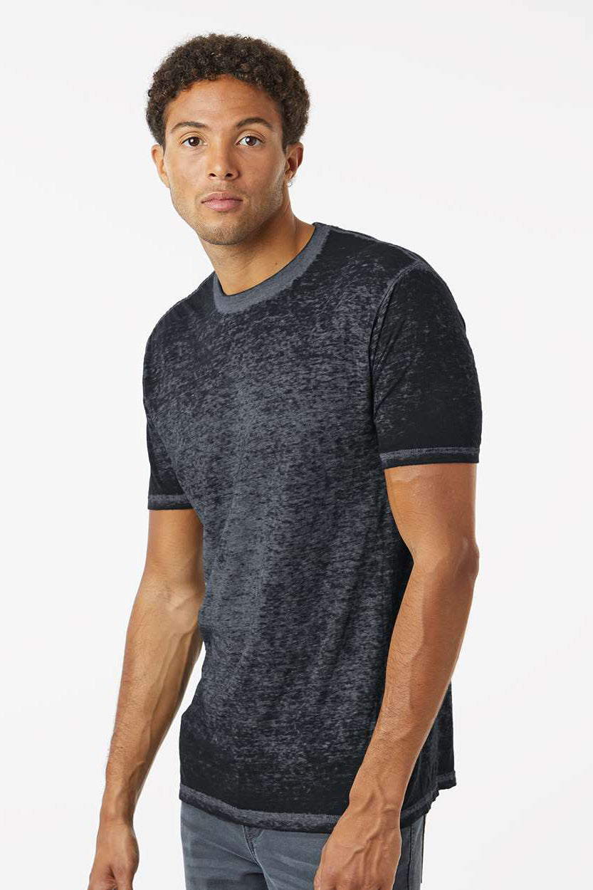 Colortone 1350 Mens Acid Wash Burnout Short Sleeve Crewneck T-Shirt Twilight Black Model Side