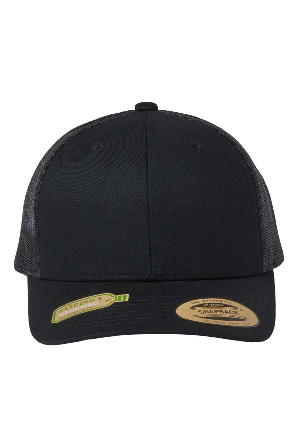 Yupoong Hats 6606R/6606RT Mens Sustainable Retro Snapback Trucker Hat Black Flat Front