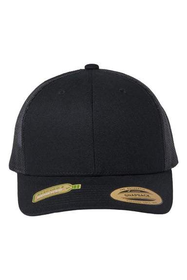 Yupoong Hats 6606R/6606RT Mens Sustainable Retro Snapback Trucker Hat Black Flat Front