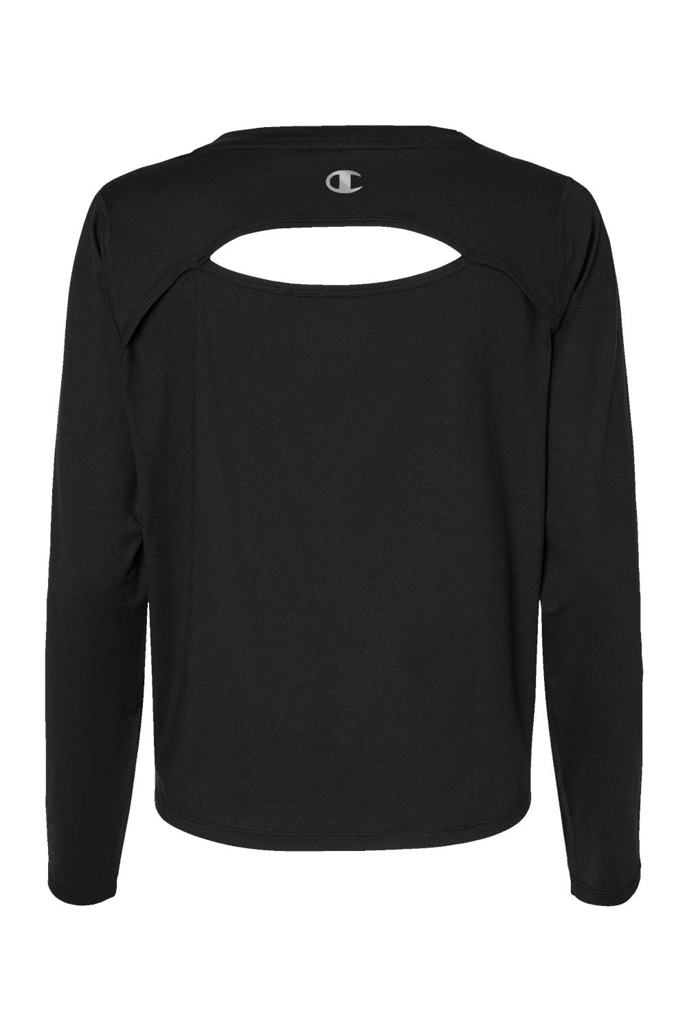 Champion CHP140 Womens Sport Soft Touch Long Sleeve Crewneck T-Shirt Black Flat Back