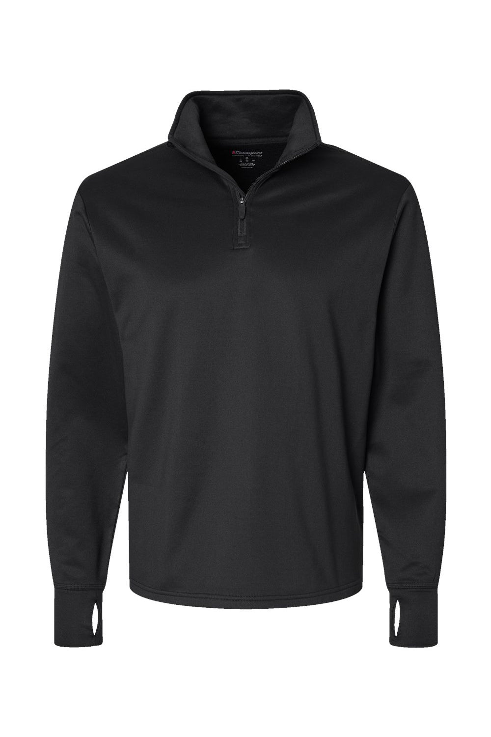 Champion CHP190 Mens Sport 1/4 Zip Sweatshirt Black Flat Front