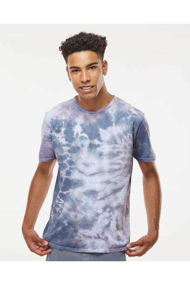 Dyenomite 640LM Mens LaMer Over Dyed Crinkle Tie Dyed Short Sleeve Crewneck T-Shirt Arctic Model Front