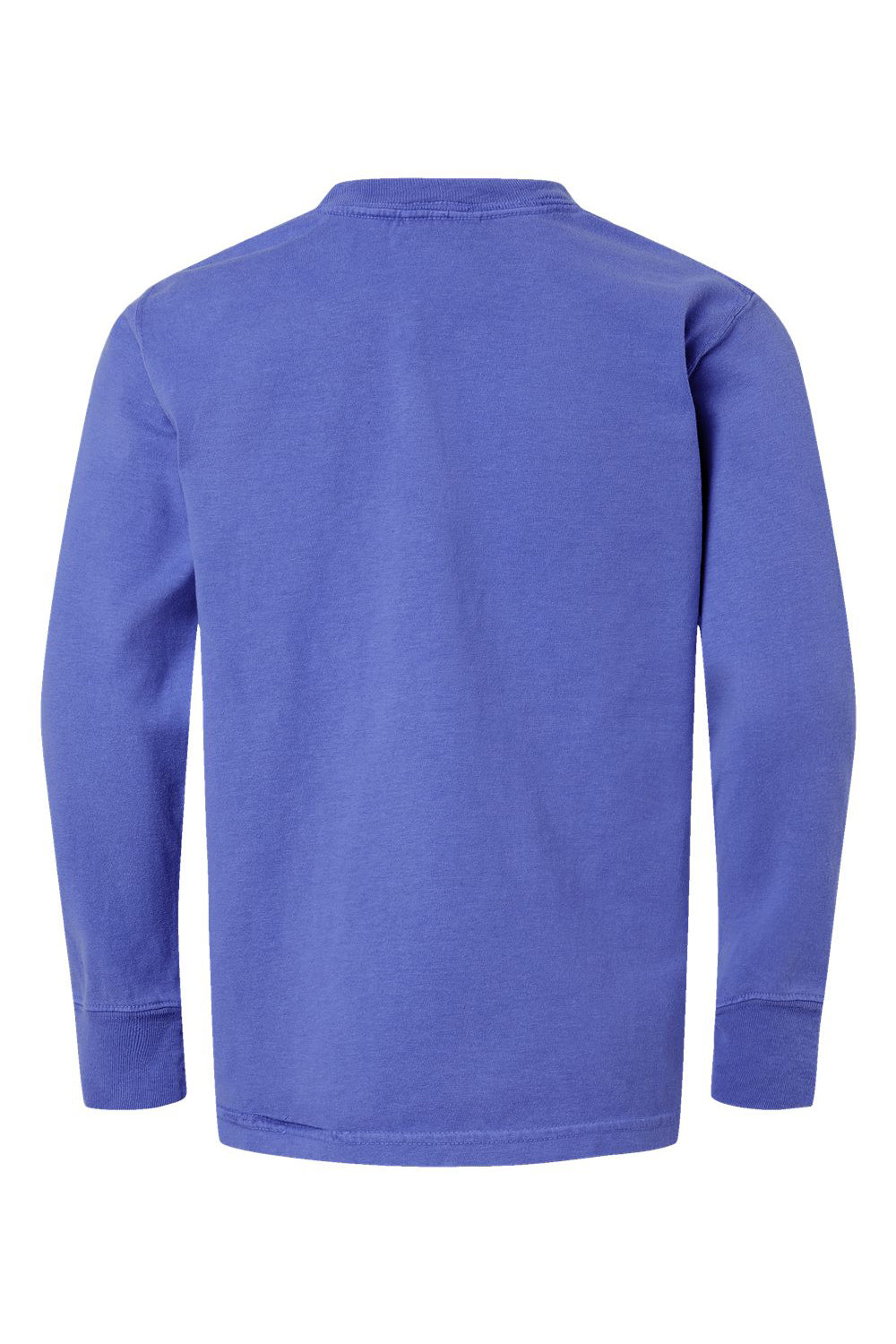 ComfortWash By Hanes GDH275 Youth Garment Dyed Long Sleeve Crewneck T-Shirt Deep Forte Blue Flat Back