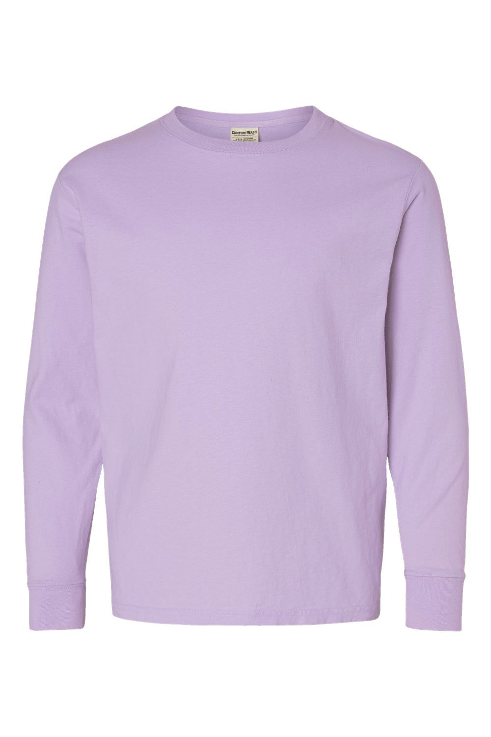 ComfortWash By Hanes GDH275 Youth Garment Dyed Long Sleeve Crewneck T-Shirt Future Lavender Purple Flat Front