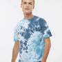 Dyenomite Mens LaMer Over Dyed Crinkle Tie Dyed Short Sleeve Crewneck T-Shirt - Gulf - NEW