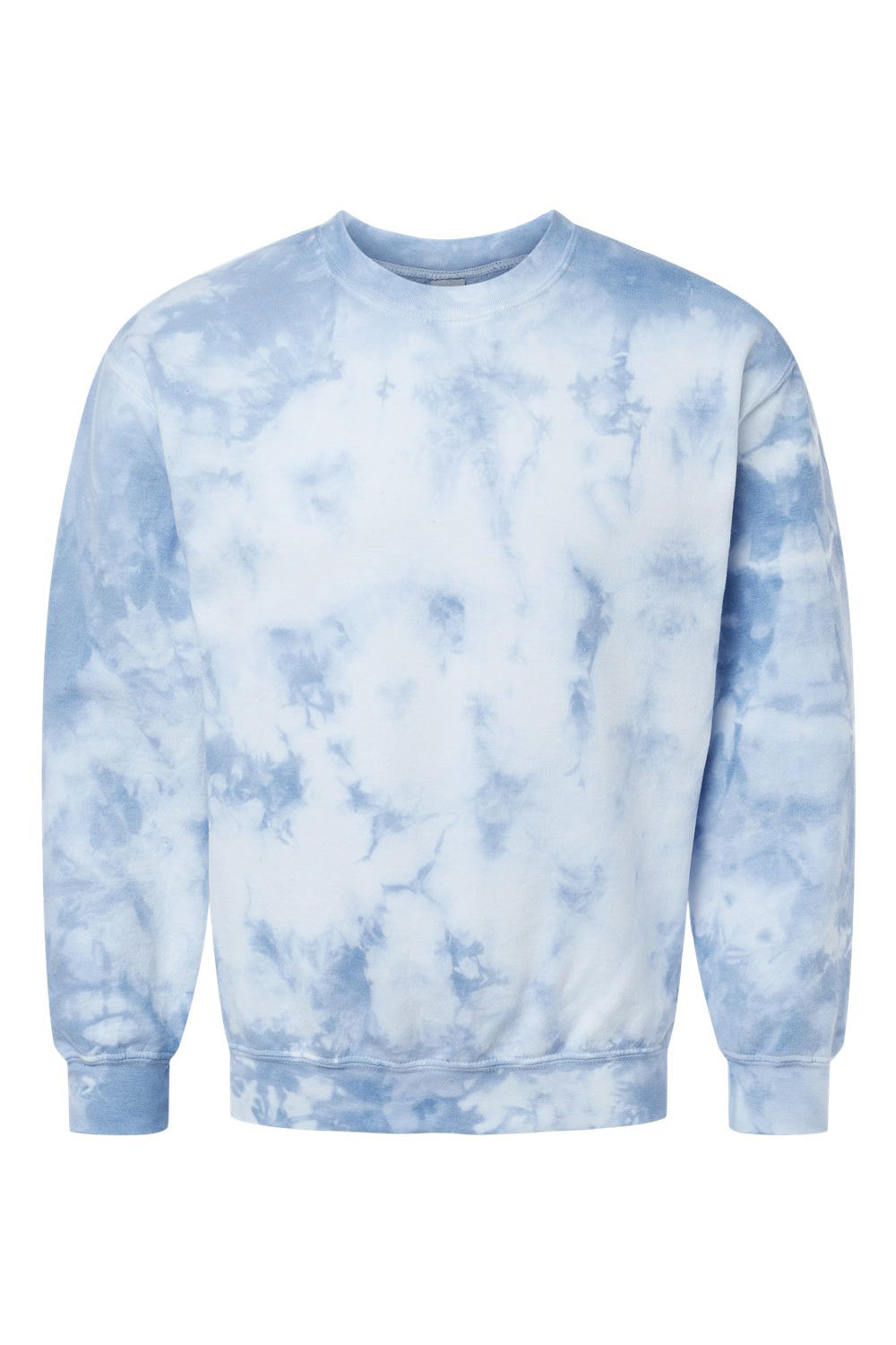 Dyenomite 681VR Mens Tie Dyed Crewneck Sweatshirt Cloudy Sky Crystal Flat Front