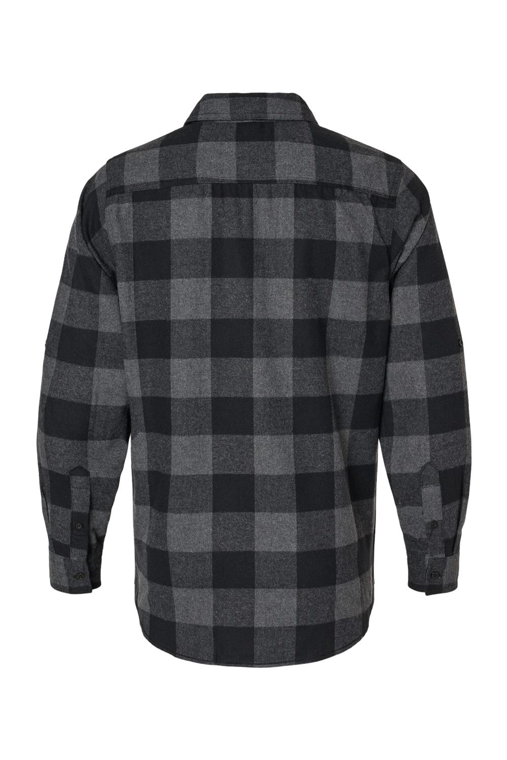 Burnside B8210/8210 Mens Flannel Long Sleeve Button Down Shirt w/ Double Pockets Charcoal Grey/Black Flat Back