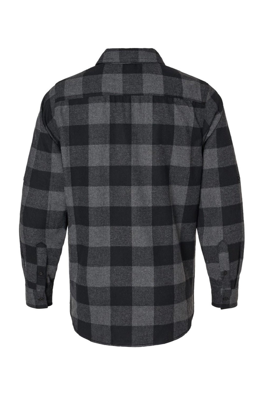Burnside 8210 Mens Flannel Long Sleeve Button Down Shirt w/ Double Pockets Charcoal Grey/Black Flat Back