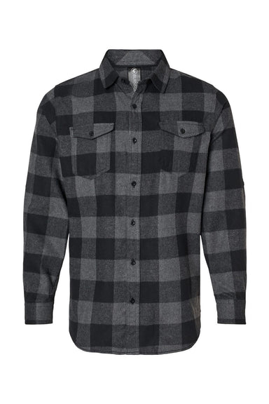 Burnside B8210/8210 Mens Flannel Long Sleeve Button Down Shirt w/ Double Pockets Charcoal Grey/Black Flat Front
