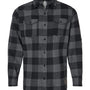 Burnside Mens Flannel Long Sleeve Button Down Shirt w/ Double Pockets - Charcoal Grey/Black