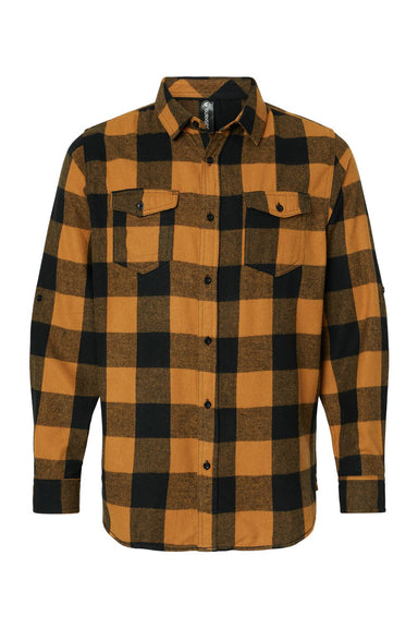 Burnside B8210/8210 Mens Flannel Long Sleeve Button Down Shirt w/ Double Pockets Tobacco/Black Flat Front