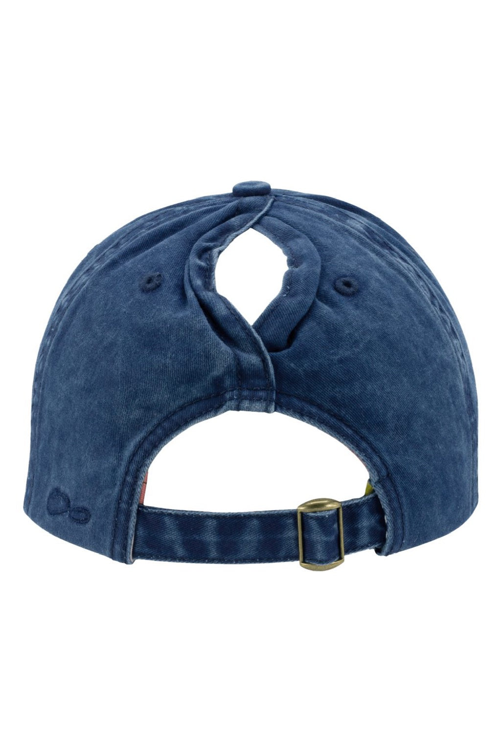 Infinity Her Hats CASSIE Womens Pigment Dyed Moisture Wicking Adjustable Hat Navy Blue/Stripes Flat Back