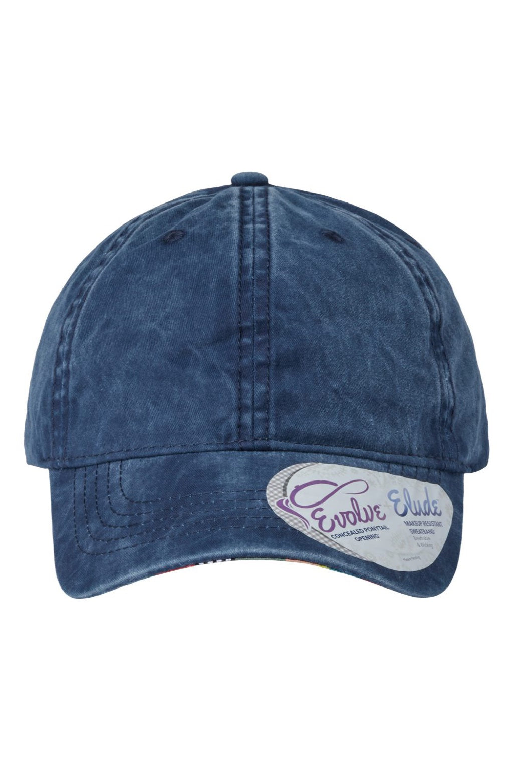 Infinity Her Hats CASSIE Womens Pigment Dyed Moisture Wicking Adjustable Hat Navy Blue/Stripes Flat Front
