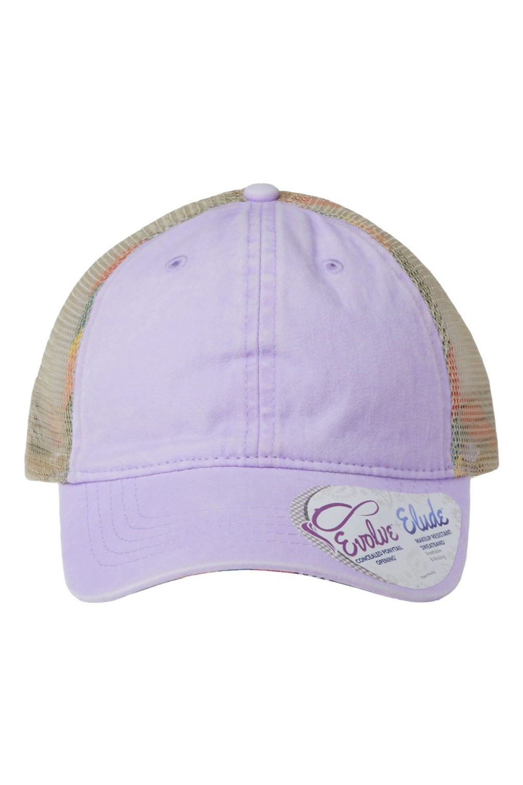 Infinity Her Hats TESS Womens Washed Mesh Back Moisture Wicking Snapback Hat Lavender Purple/Stripes Flat Front