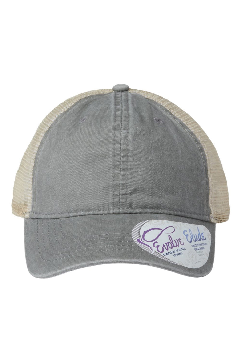 Infinity Her Hats TESS Womens Washed Mesh Back Moisture Wicking Snapback Hat Light Grey/Polka Dots Flat Front