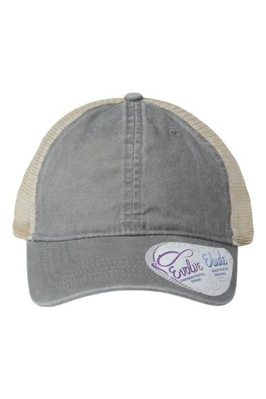 Infinity Her Hats TESS Womens Washed Mesh Back Moisture Wicking Snapback Hat Light Grey/Polka Dots Flat Front