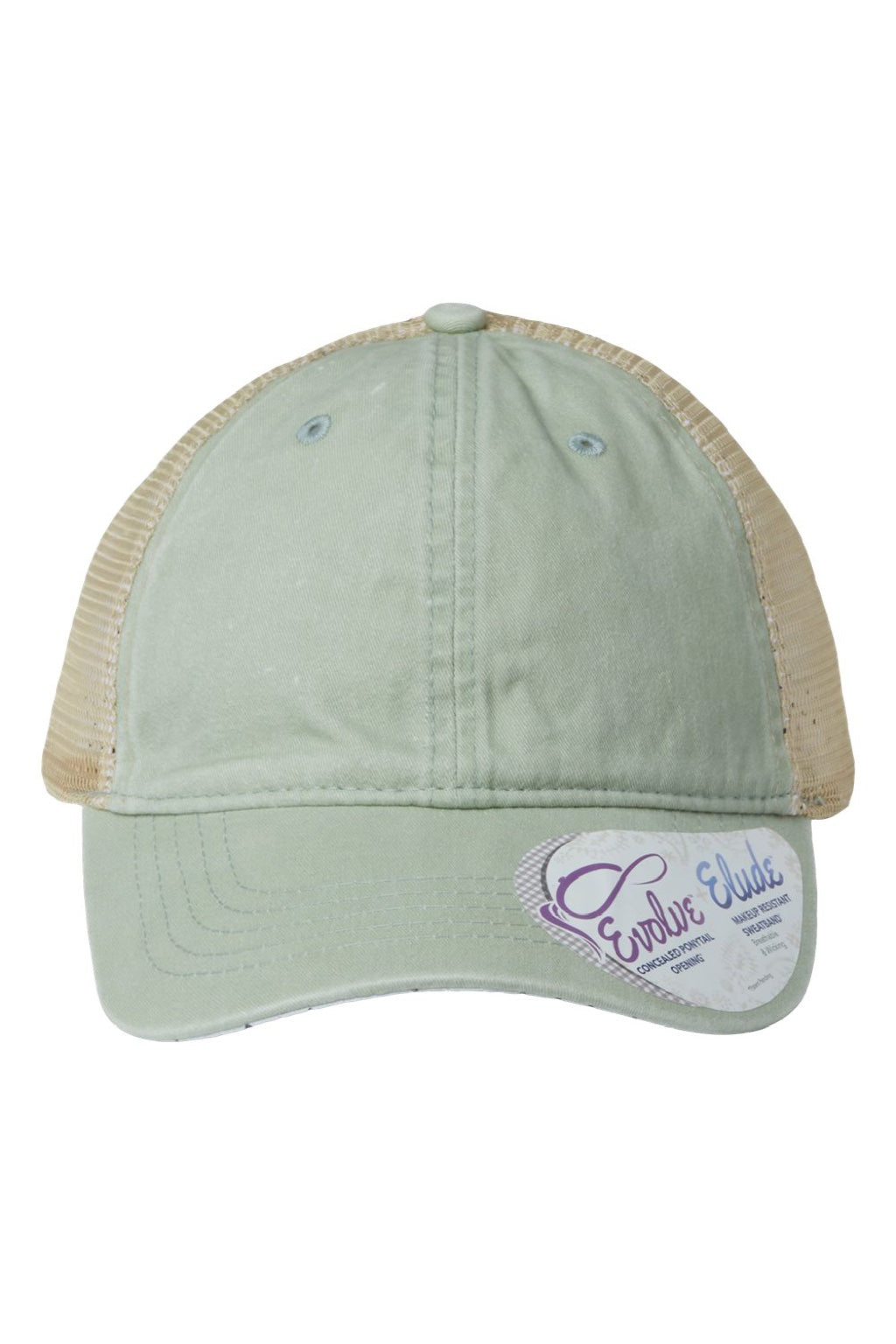 Infinity Her Hats TESS Womens Washed Mesh Back Moisture Wicking Snapback Hat Sage Green/Polka Dots Flat Front