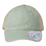 Infinity Her Hats Womens Washed Mesh Back Moisture Wicking Snapback Hat - Sage Green/Polka Dots