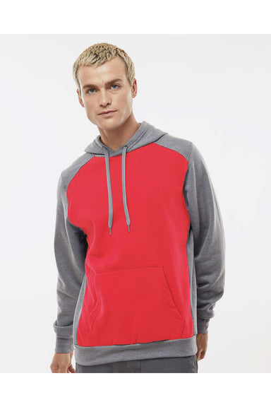 Augusta Sportswear 6865 Mens Eco Revive 3 Season Fleece Hooded Sweatshirt Hoodie Scarlet Red/Heather Grey Model Front