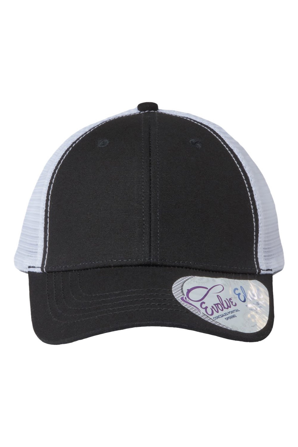 Infinity Her Hats CHARLIE Womens Modern Moisture Wicking Snapback Trucker Hat Black/White Flat Front