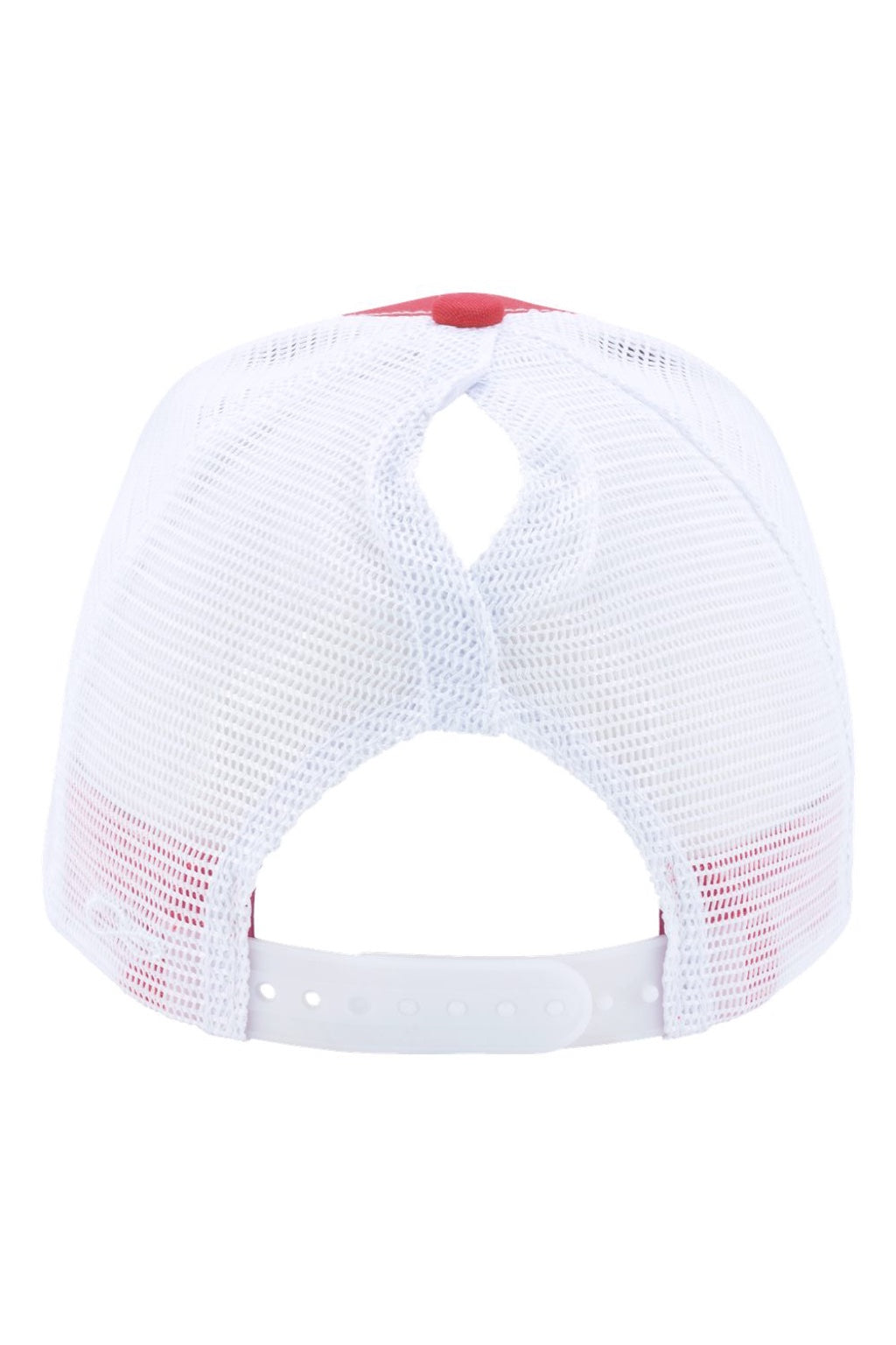 Infinity Her Hats CHARLIE Womens Modern Moisture Wicking Snapback Trucker Hat Coral Pink/White Flat Back