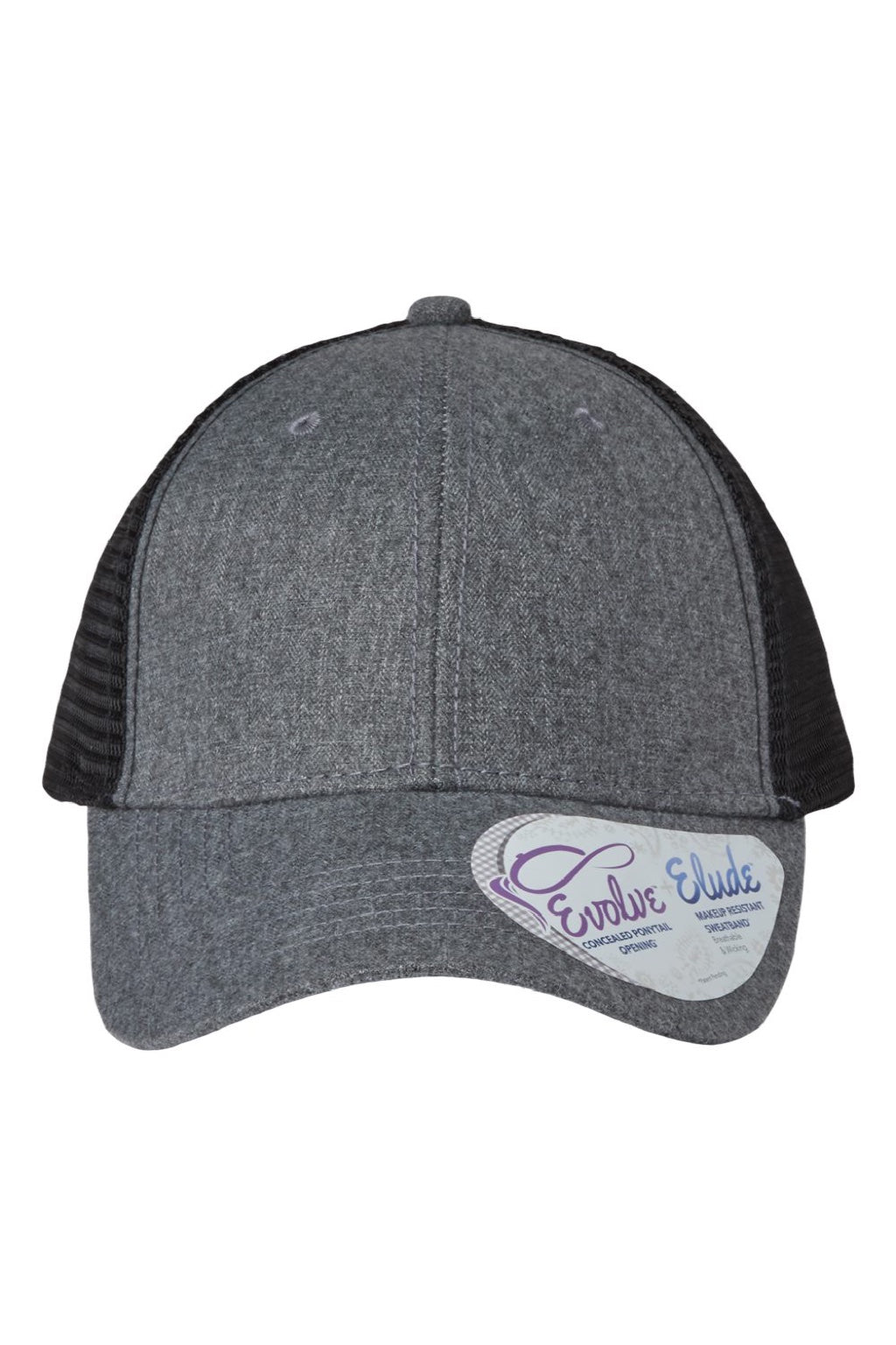 Infinity Her Hats CHARLIE Womens Modern Moisture Wicking Snapback Trucker Hat Heather Grey/Black Flat Front