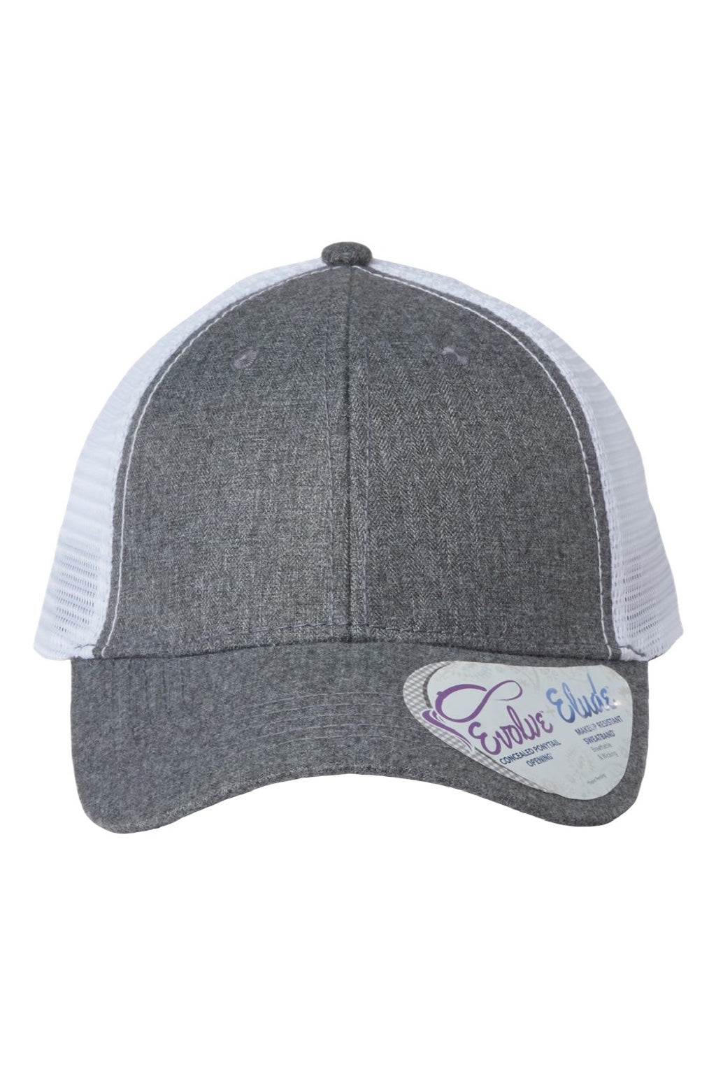 Infinity Her Hats CHARLIE Womens Modern Moisture Wicking Snapback Trucker Hat Heather Grey/White Flat Front